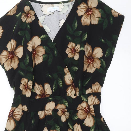 Blue Vanilla Womens Black Floral  Fit & Flare  Size 14