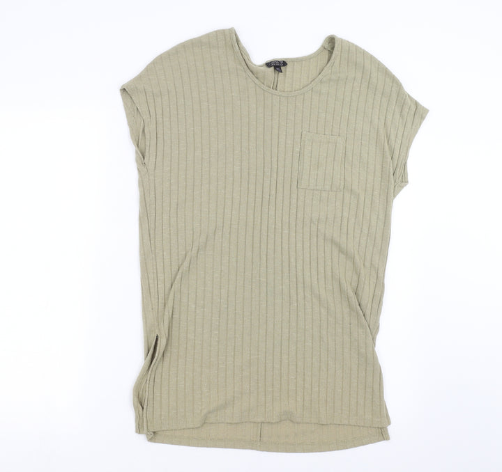 Topshop Womens Green Striped Knit Pullover Jumper Size 8