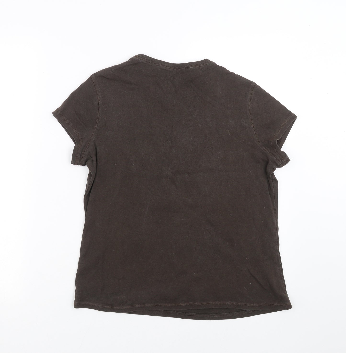 Marks and Spencer Womens Green   Basic T-Shirt Size 18  - Floral embroidery