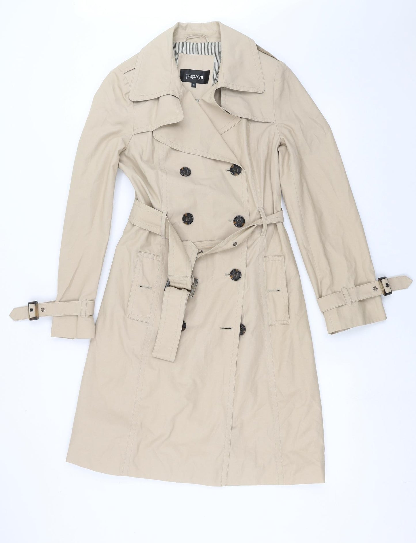 Papaya Womens Beige   Trench Coat Coat Size 12