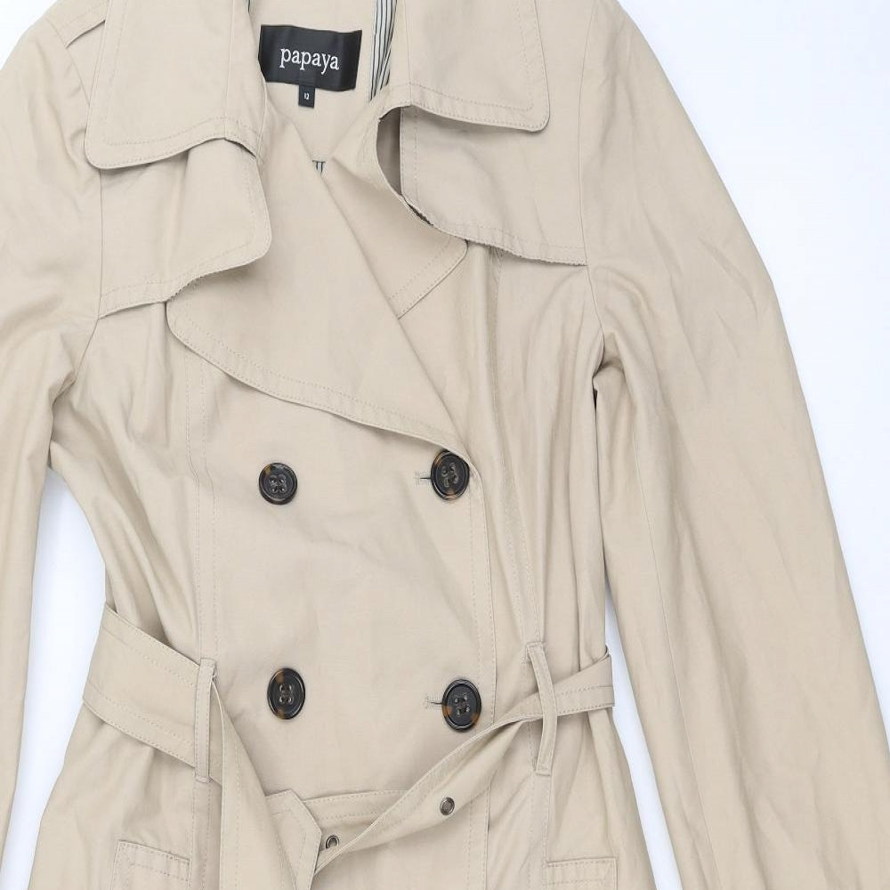 Papaya Womens Beige   Trench Coat Coat Size 12
