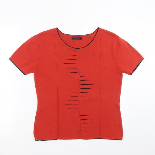 Just elegance Womens Orange Geometric Rayon Pullover Jumper Size L