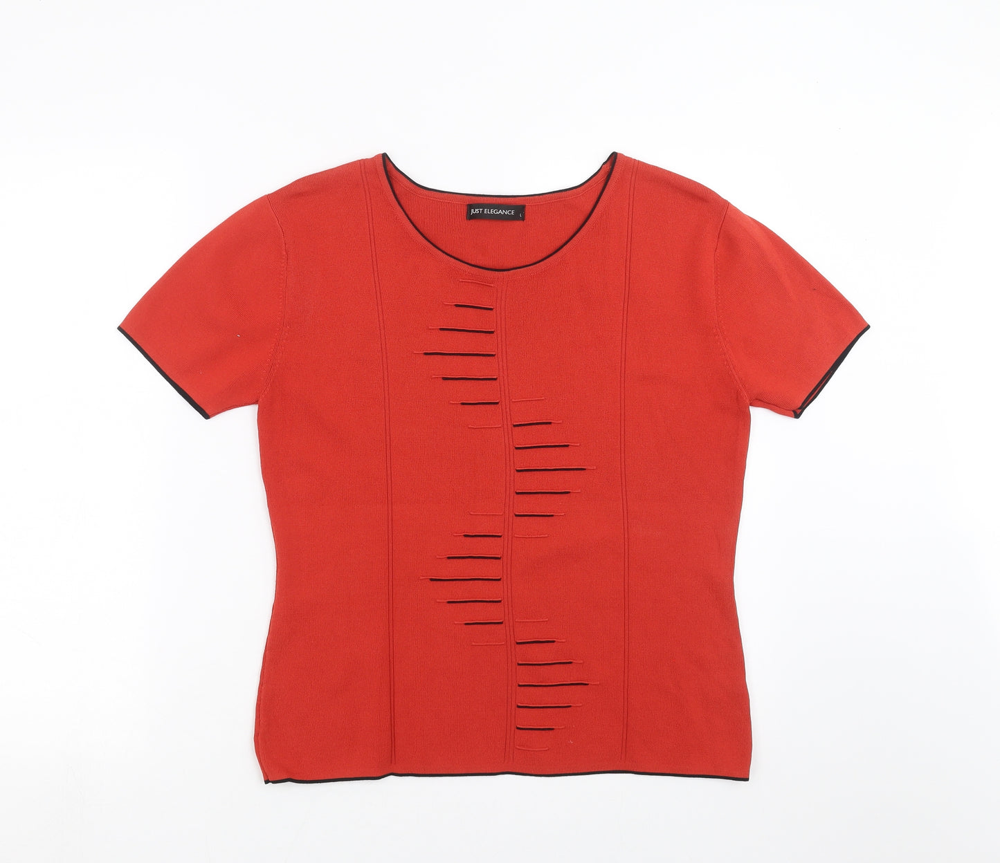 Just elegance Womens Orange Geometric Rayon Pullover Jumper Size L