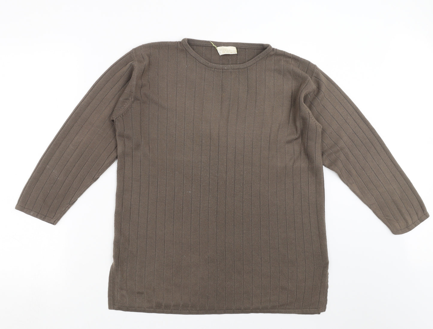 exceptional woman Womens Brown Striped Knit Pullover Jumper Size 12