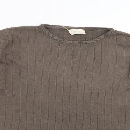 exceptional woman Womens Brown Striped Knit Pullover Jumper Size 12