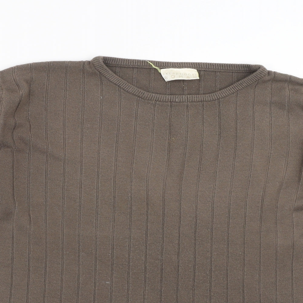 exceptional woman Womens Brown Striped Knit Pullover Jumper Size 12