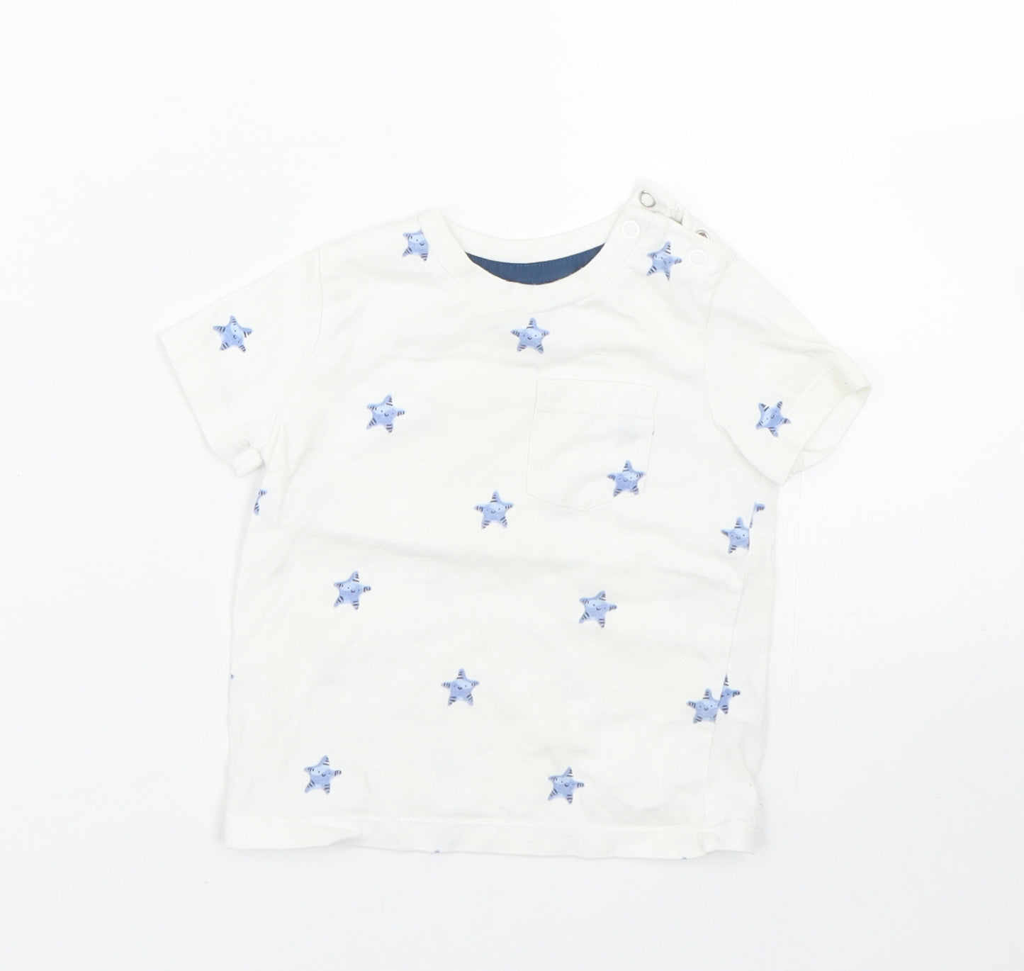 F&F Baby White Polka Dot  Basic T-Shirt Size 6-9 Months  - Starfish