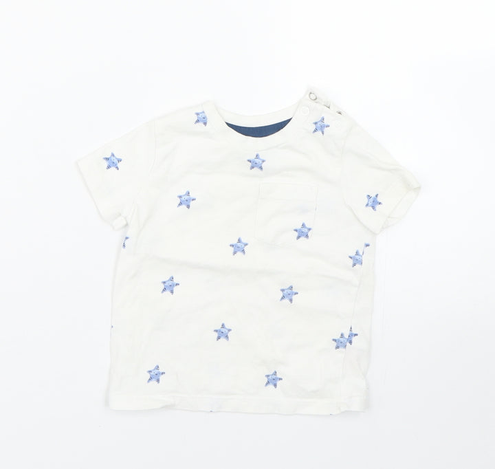 F&F Baby White Polka Dot  Basic T-Shirt Size 6-9 Months  - Starfish