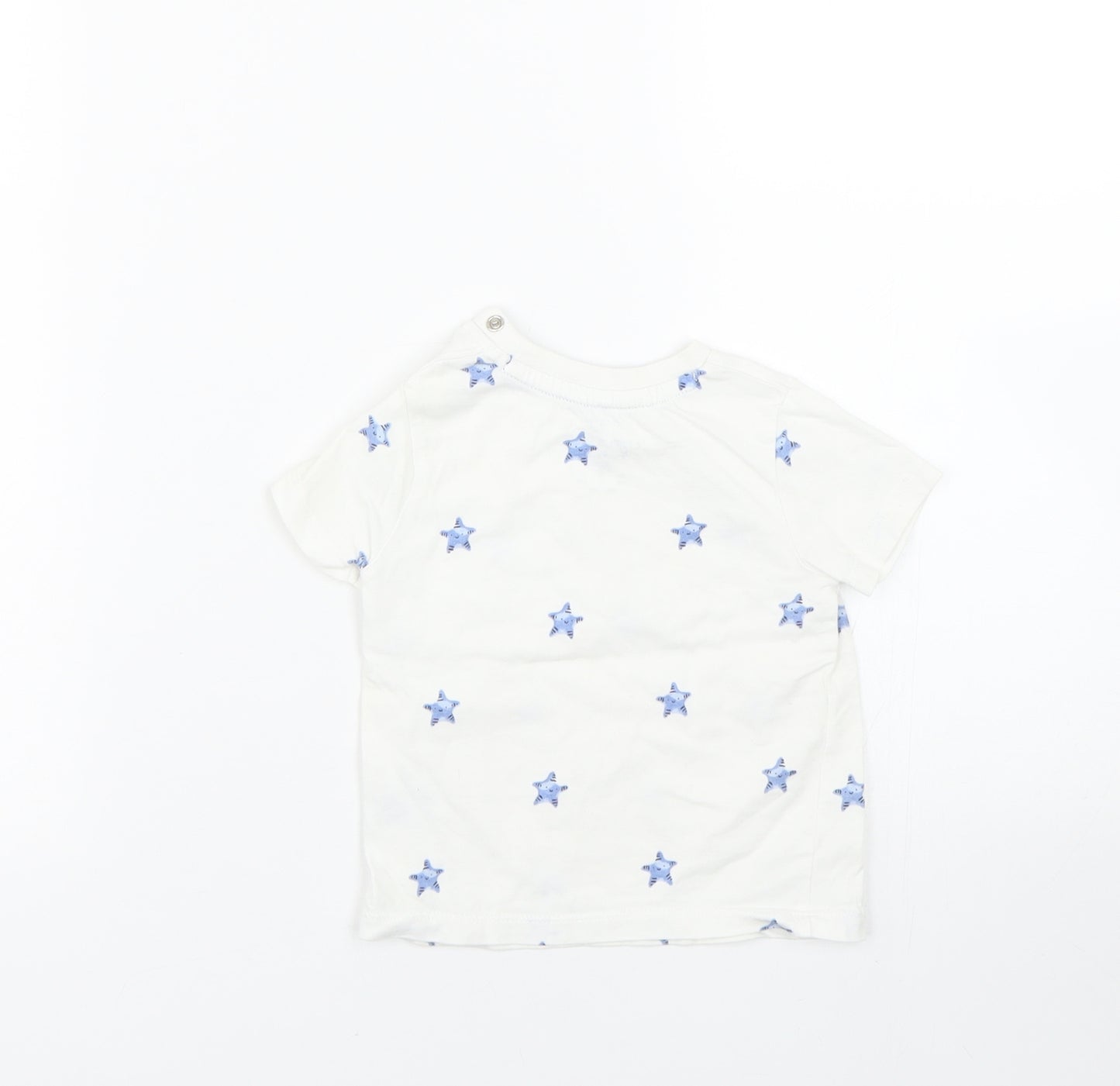F&F Baby White Polka Dot  Basic T-Shirt Size 6-9 Months  - Starfish