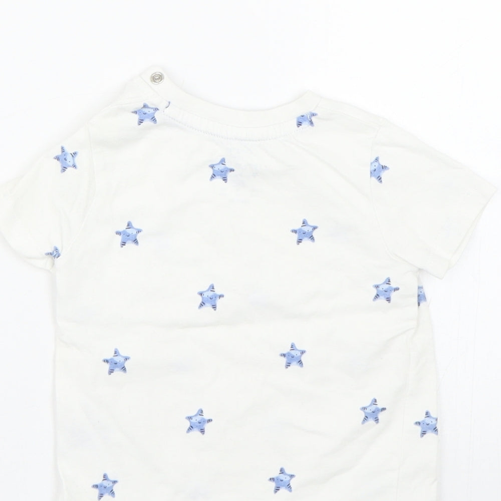 F&F Baby White Polka Dot  Basic T-Shirt Size 6-9 Months  - Starfish