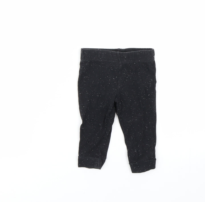 F&F Girls Black Spotted  Capri Leggings Size 3-6 Months