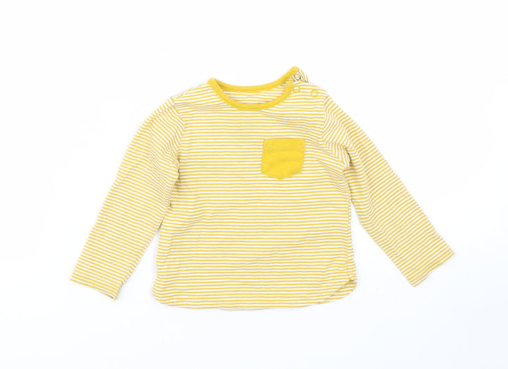 TU Girls Yellow Striped Basic T-Shirt Size 6-9 Months