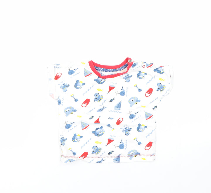 Lullaby Baby White Spotted  Basic T-Shirt Size 6-9 Months  - Bears