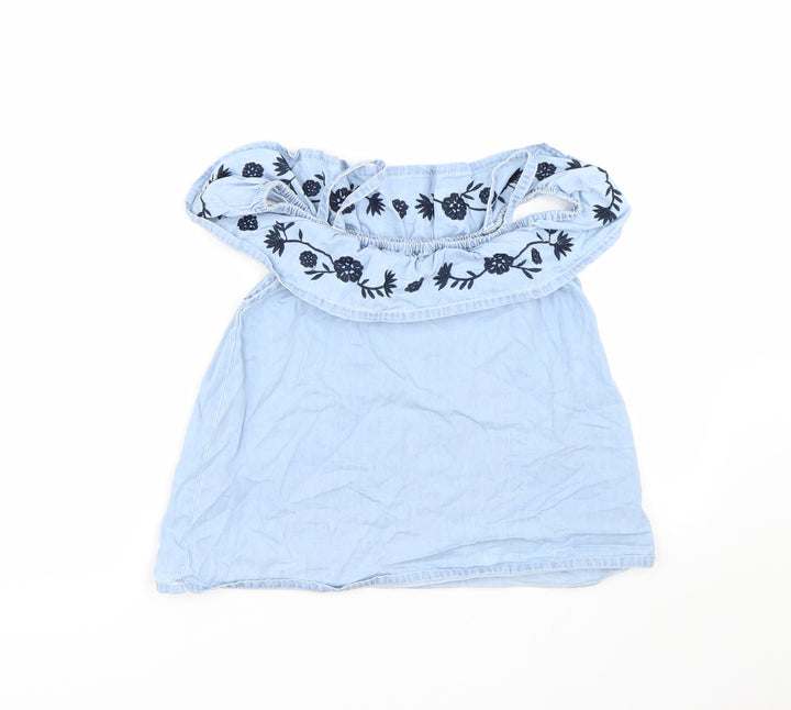 Miss evie Girls Blue Floral  Basic Tank Size 10 Years