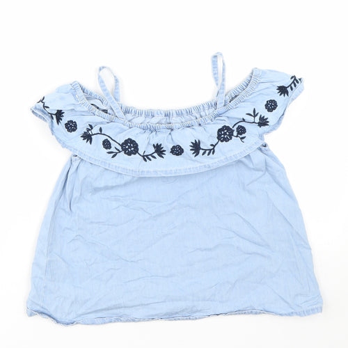 Miss evie Girls Blue Floral  Basic Tank Size 10 Years