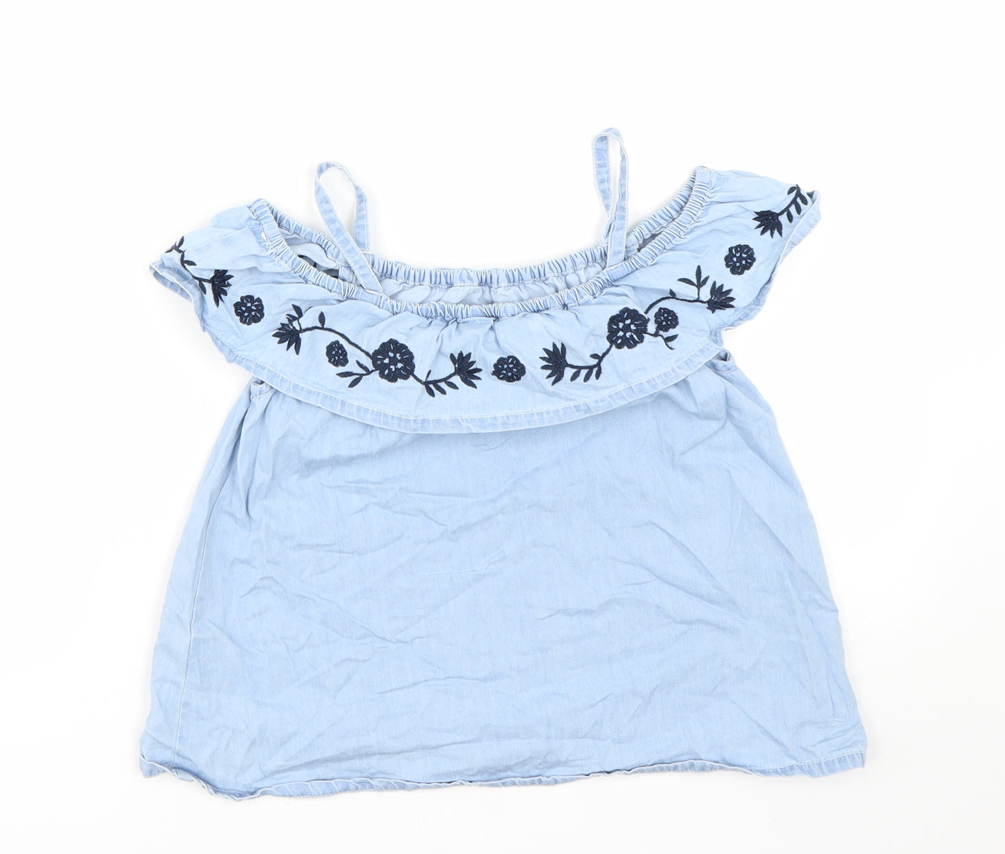 Miss evie Girls Blue Floral  Basic Tank Size 10 Years