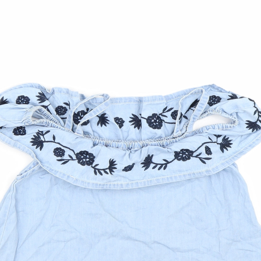 Miss evie Girls Blue Floral  Basic Tank Size 10 Years