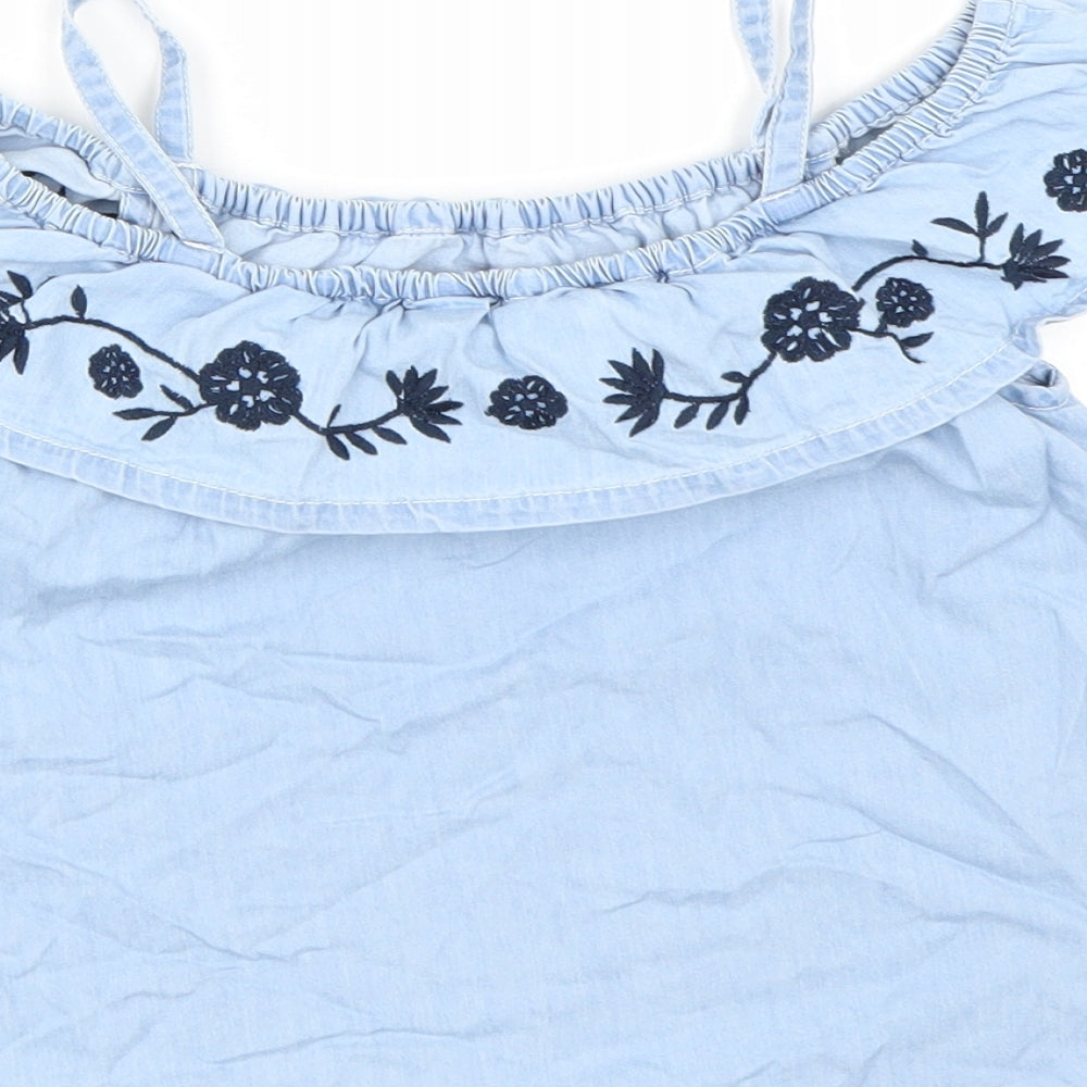 Miss evie Girls Blue Floral  Basic Tank Size 10 Years