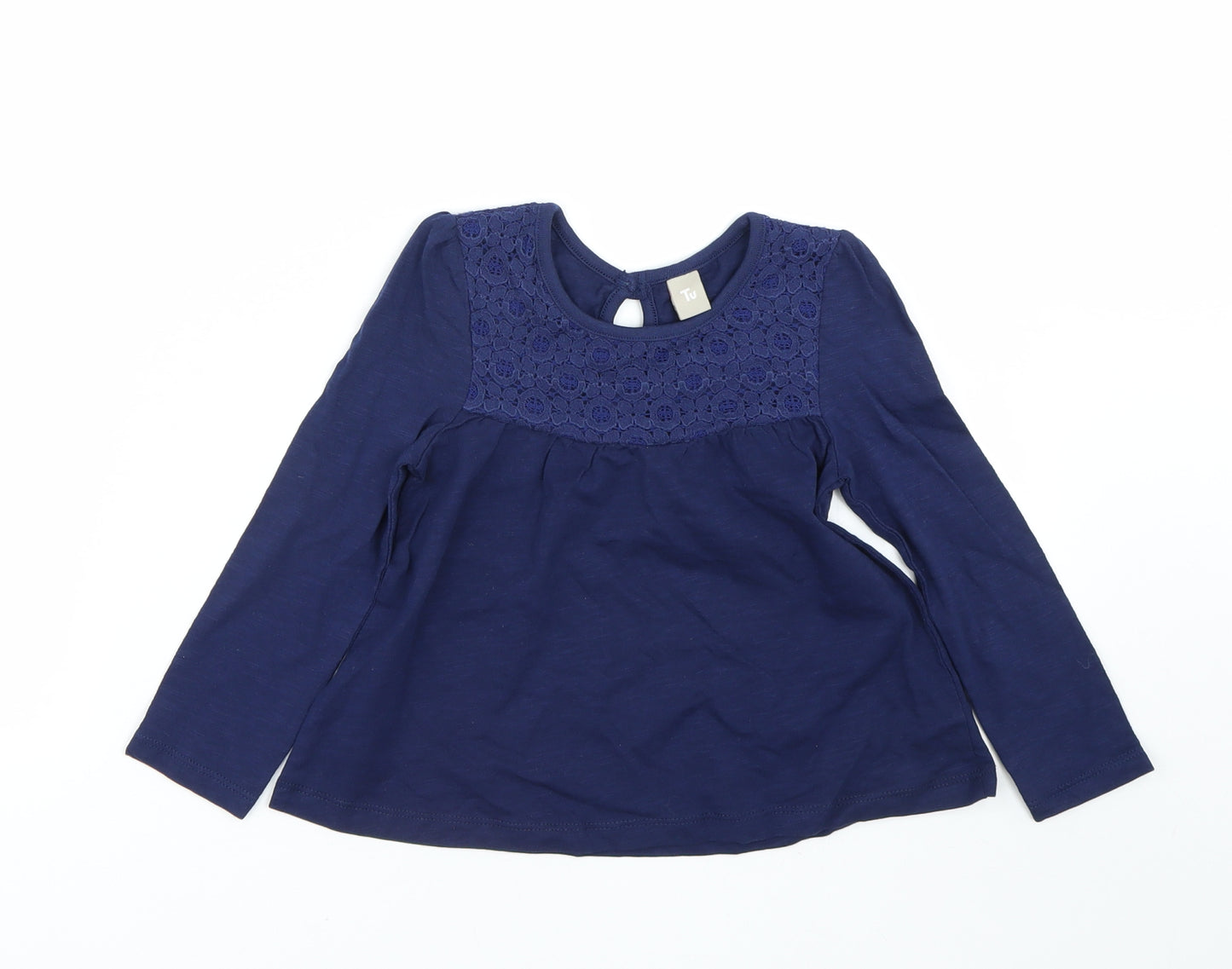 TU Girls Blue Floral  Pullover T-Shirt Size 18-24 Months