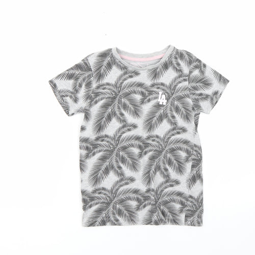 Matalan Girls Grey Floral  Basic T-Shirt Size 6 Years