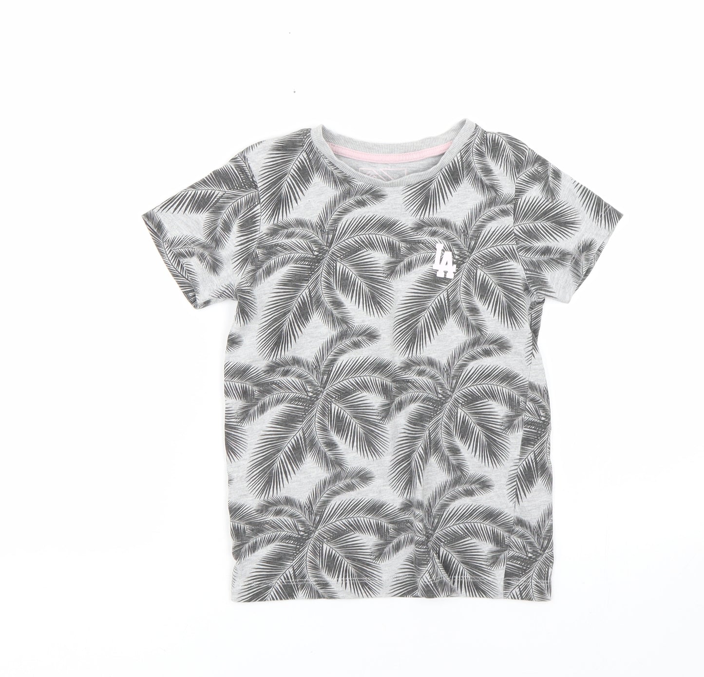 Matalan Girls Grey Floral  Basic T-Shirt Size 6 Years
