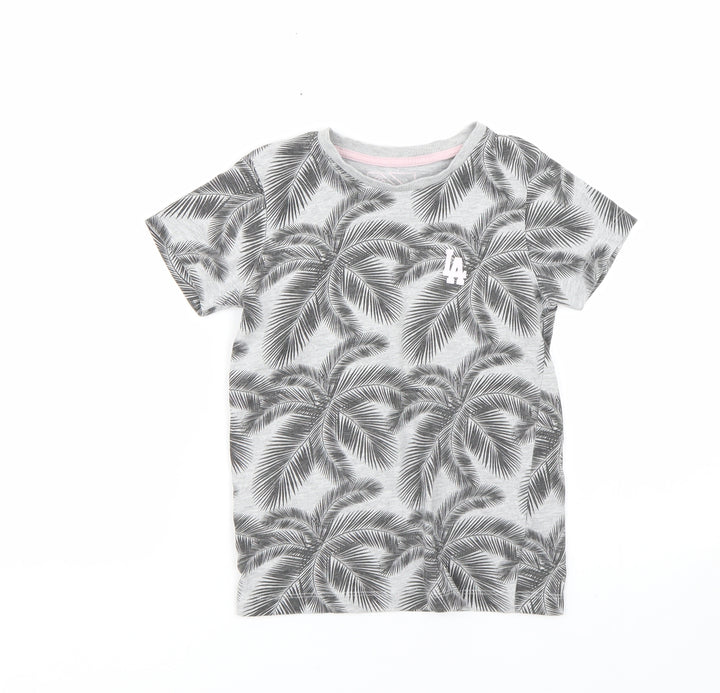 Matalan Girls Grey Floral  Basic T-Shirt Size 6 Years
