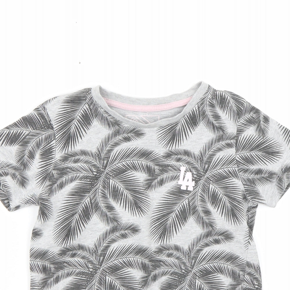 Matalan Girls Grey Floral  Basic T-Shirt Size 6 Years