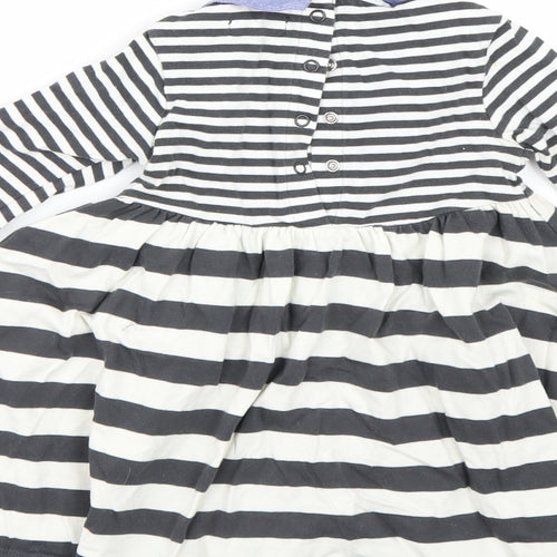M&S Girls Black Striped  T-Shirt Dress  Size 2 Years