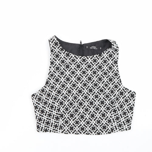 Miss Selfridge Womens Black Argyle/Diamond  Cropped Tank Size 6