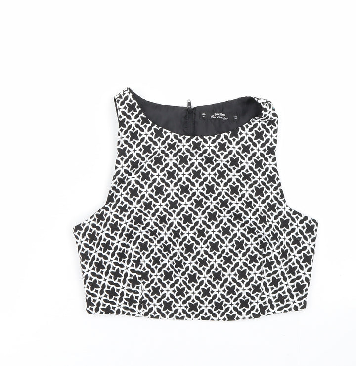 Miss Selfridge Womens Black Argyle/Diamond Cropped Tank Size 6