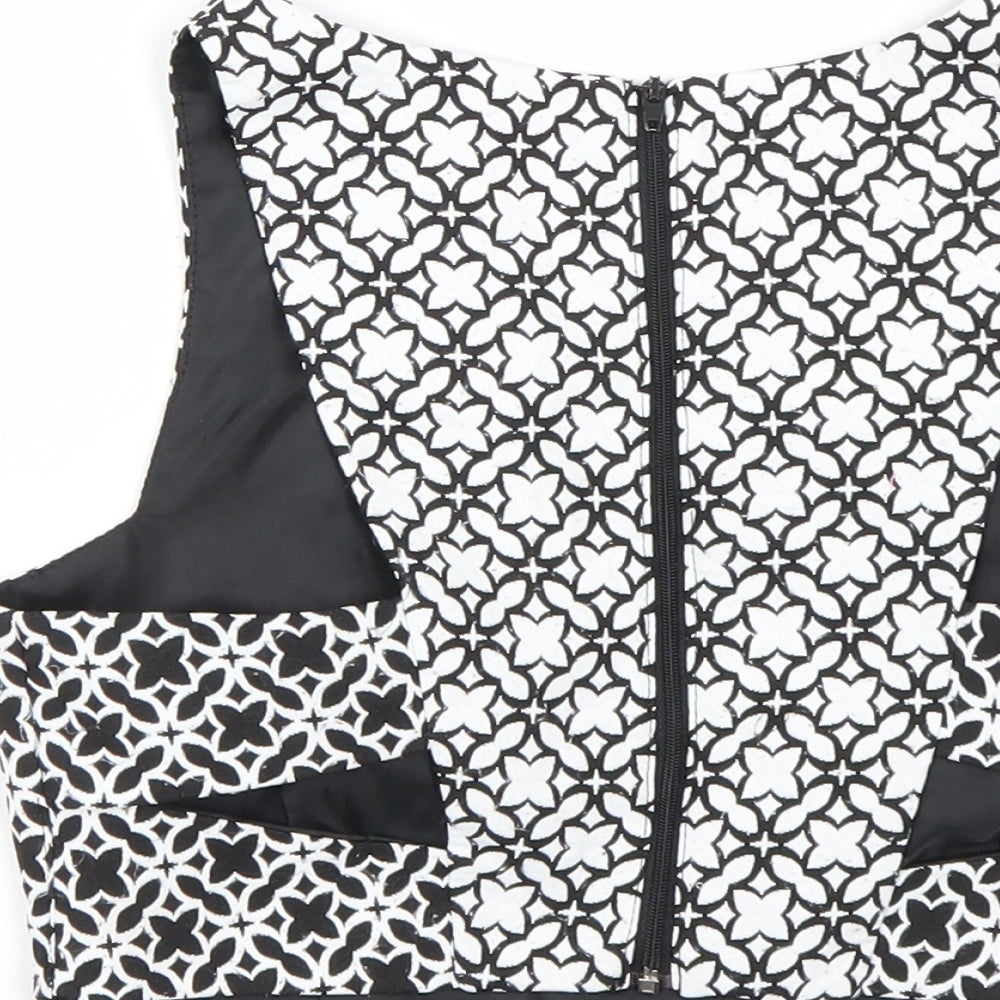 Miss Selfridge Womens Black Argyle/Diamond  Cropped Tank Size 6
