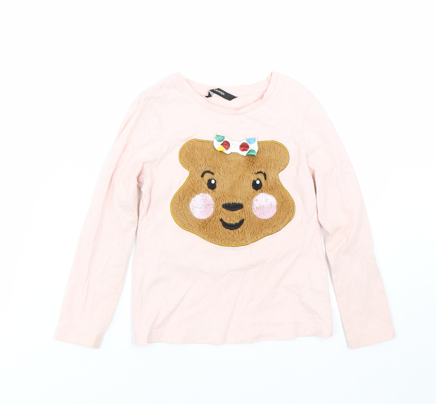 George Girls Pink   Basic T-Shirt Size 5-6 Years  - Pudsey Bear