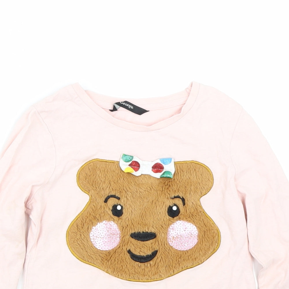 George Girls Pink   Basic T-Shirt Size 5-6 Years  - Pudsey Bear