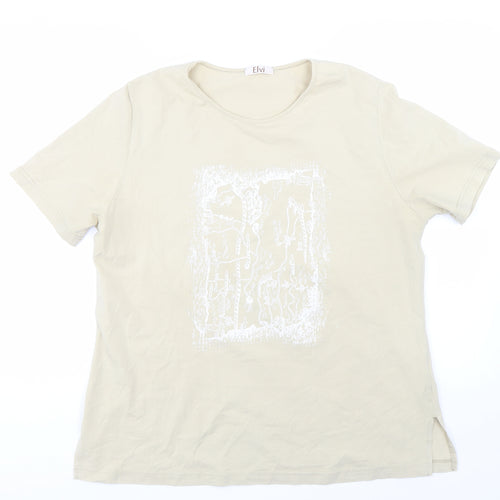 ELVI Womens Beige   Basic T-Shirt Size L
