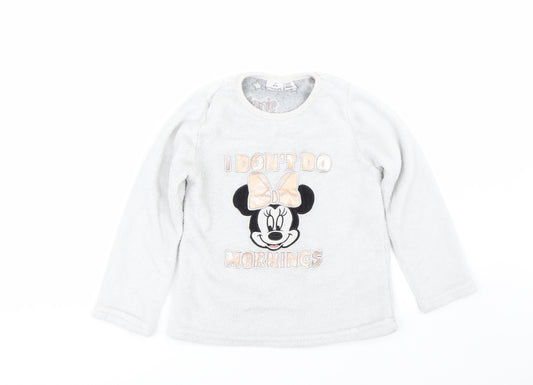 Front view of Primark girls’ grey top pyjama top, size 7-8, years - minnie