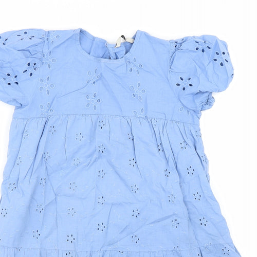 George Girls Blue Floral  T-Shirt Dress  Size 9-10 Years