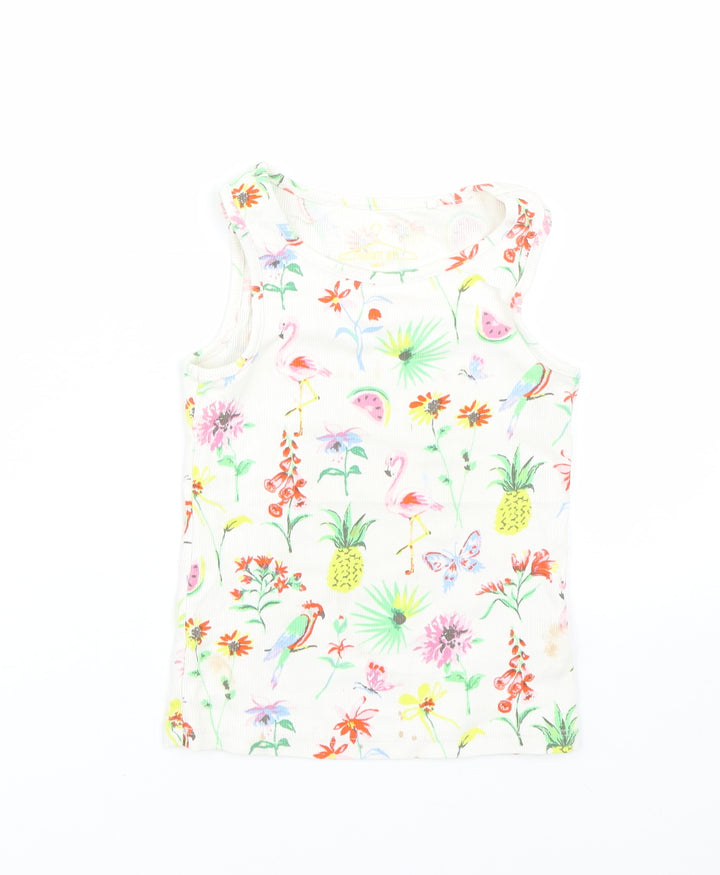 NEXT Girls White Floral  Basic Tank Size 5 Years  - Summer