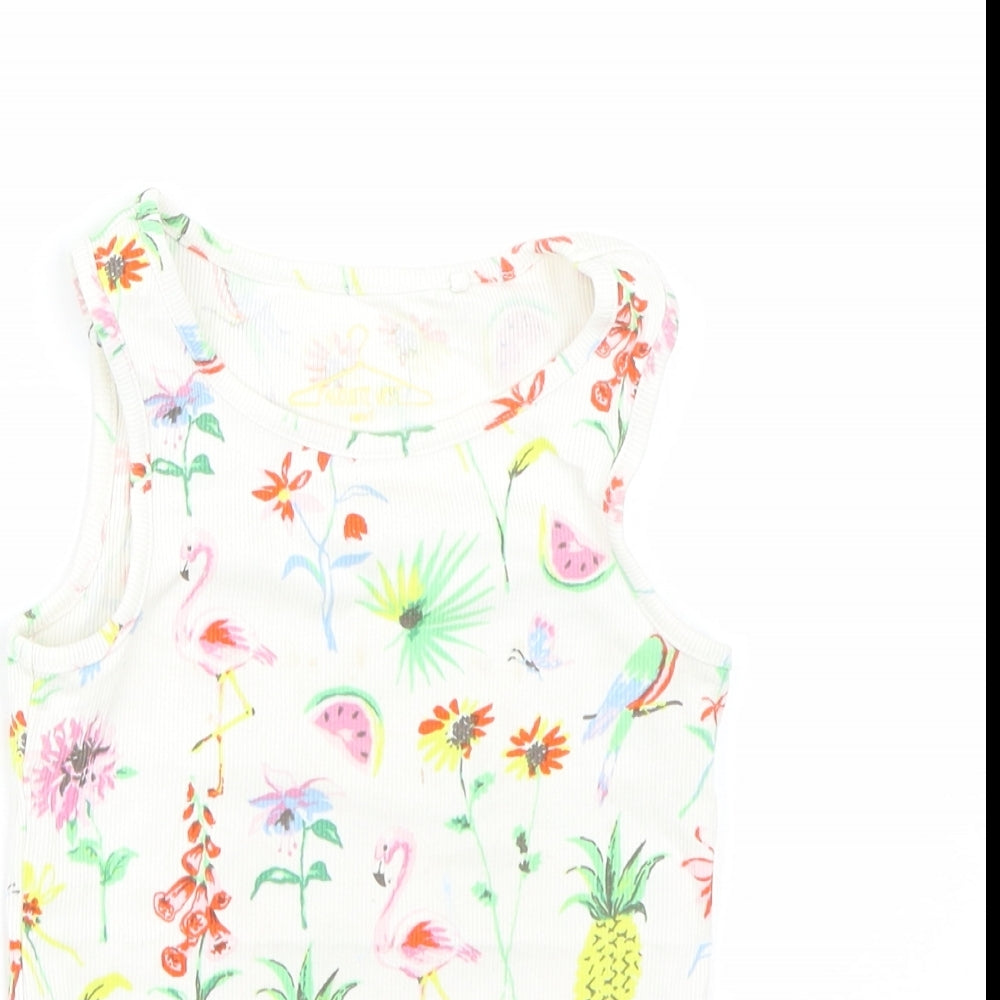 NEXT Girls White Floral  Basic Tank Size 5 Years  - Summer