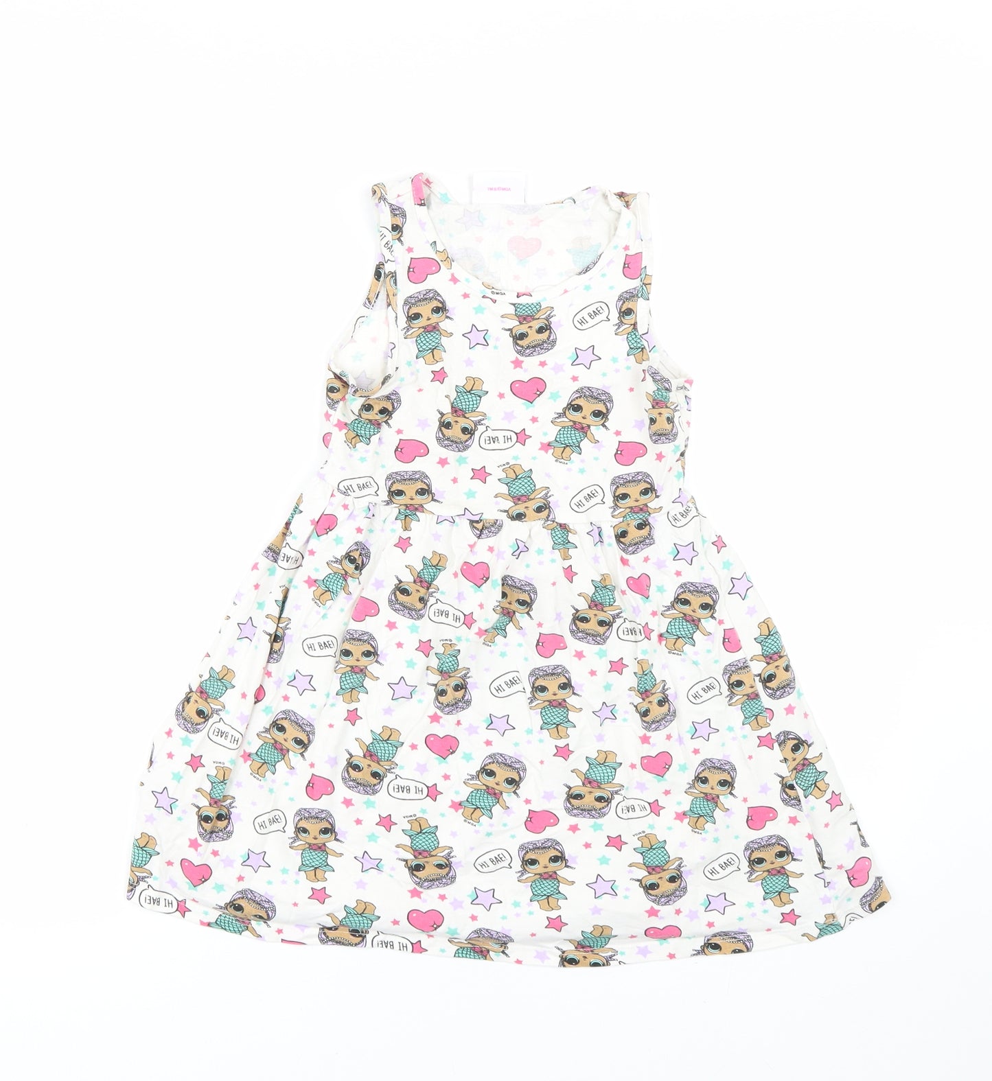 Lol dolls Girls White Polka Dot  Tank Dress  Size 6 Years  - LOL Dolls