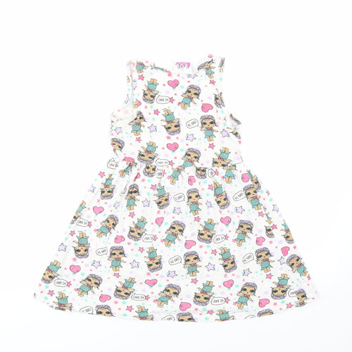 Lol dolls Girls White Polka Dot  Tank Dress  Size 6 Years  - LOL Dolls