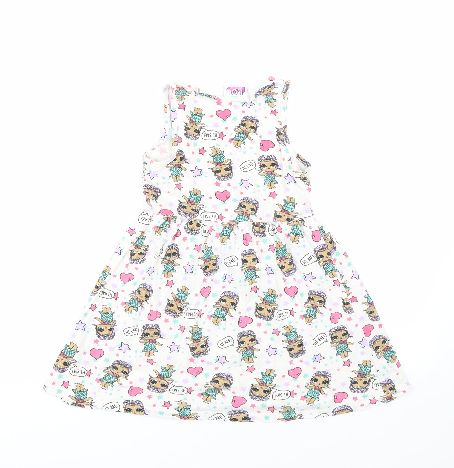 Lol dolls Girls White Polka Dot  Tank Dress  Size 6 Years  - LOL Dolls