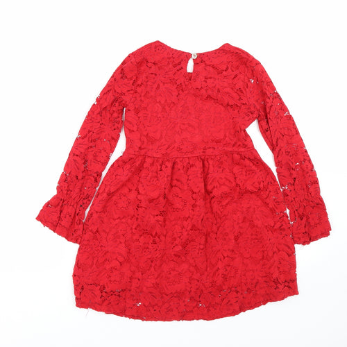 Rosa Dove Girls Red Floral  T-Shirt Dress  Size 8 Years