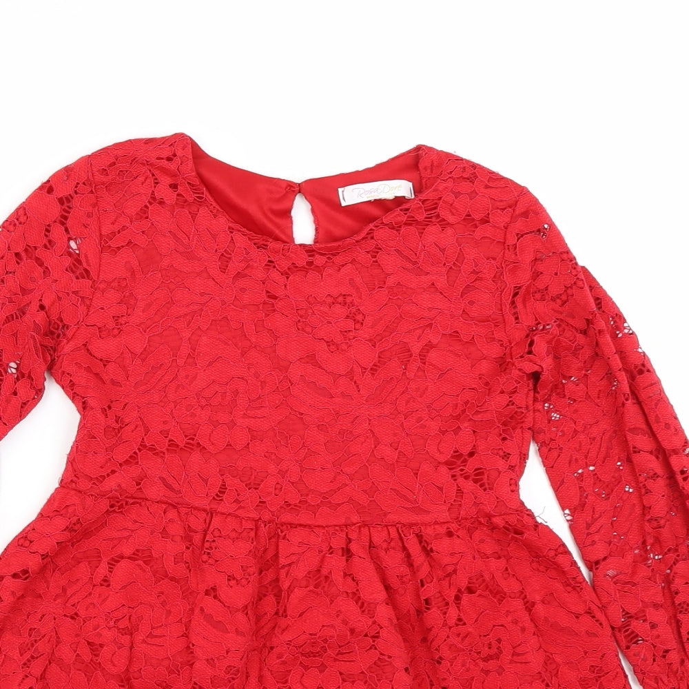 Rosa Dove Girls Red Floral  T-Shirt Dress  Size 8 Years