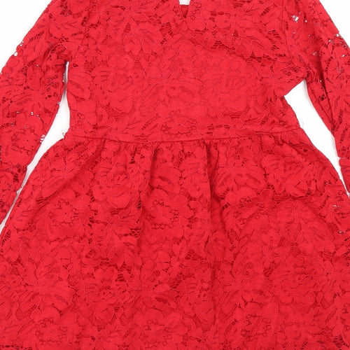 Rosa Dove Girls Red Floral  T-Shirt Dress  Size 8 Years