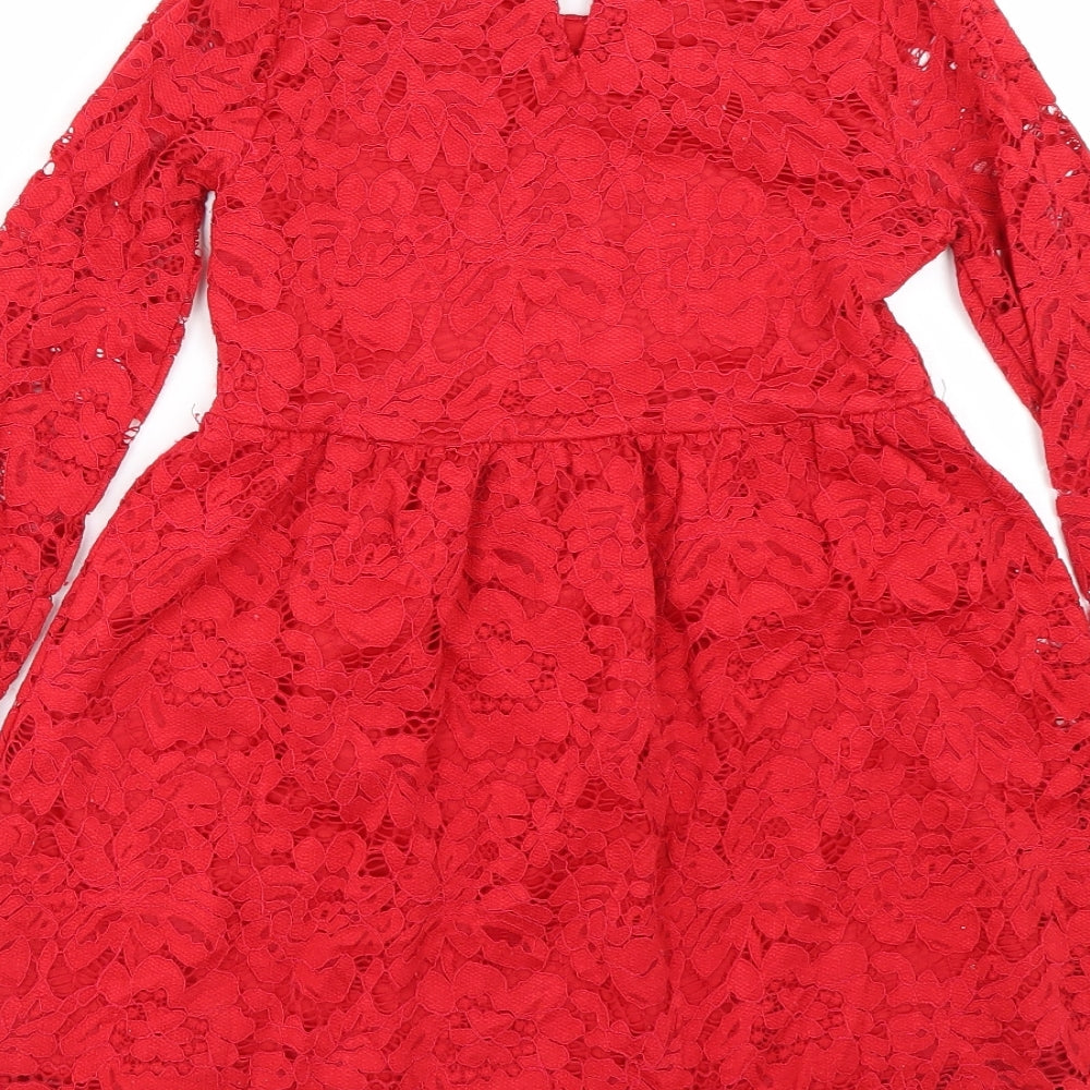 Rosa Dove Girls Red Floral  T-Shirt Dress  Size 8 Years