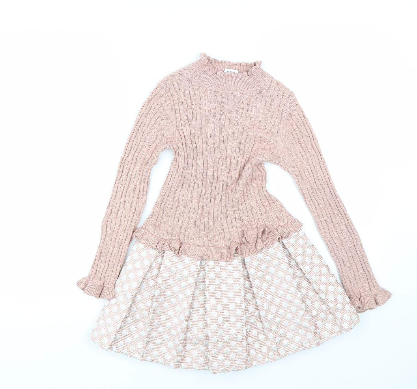 Miss mosa Mouse Girls Pink Polka Dot  Jumper Dress  Size 5-6 Years