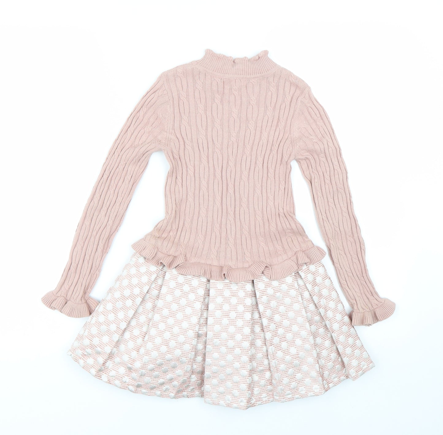 Miss mosa Mouse Girls Pink Polka Dot  Jumper Dress  Size 5-6 Years
