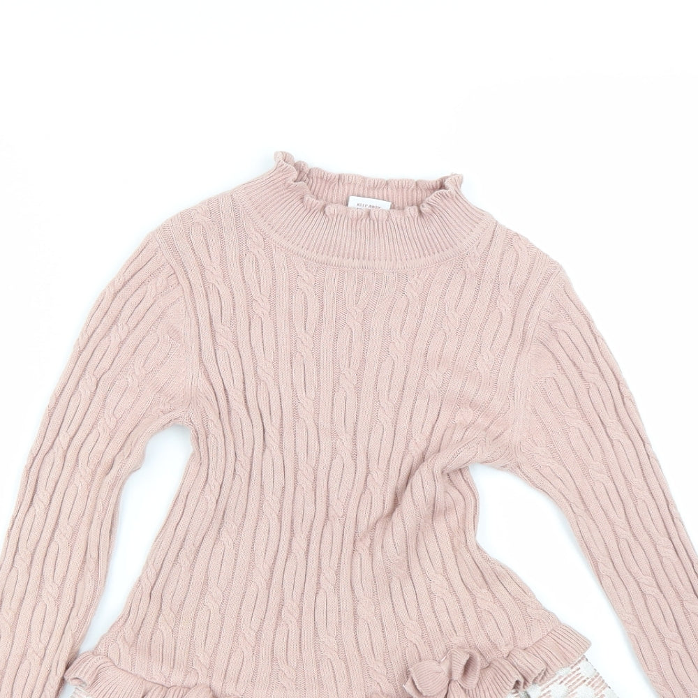 Miss mosa Mouse Girls Pink Polka Dot  Jumper Dress  Size 5-6 Years
