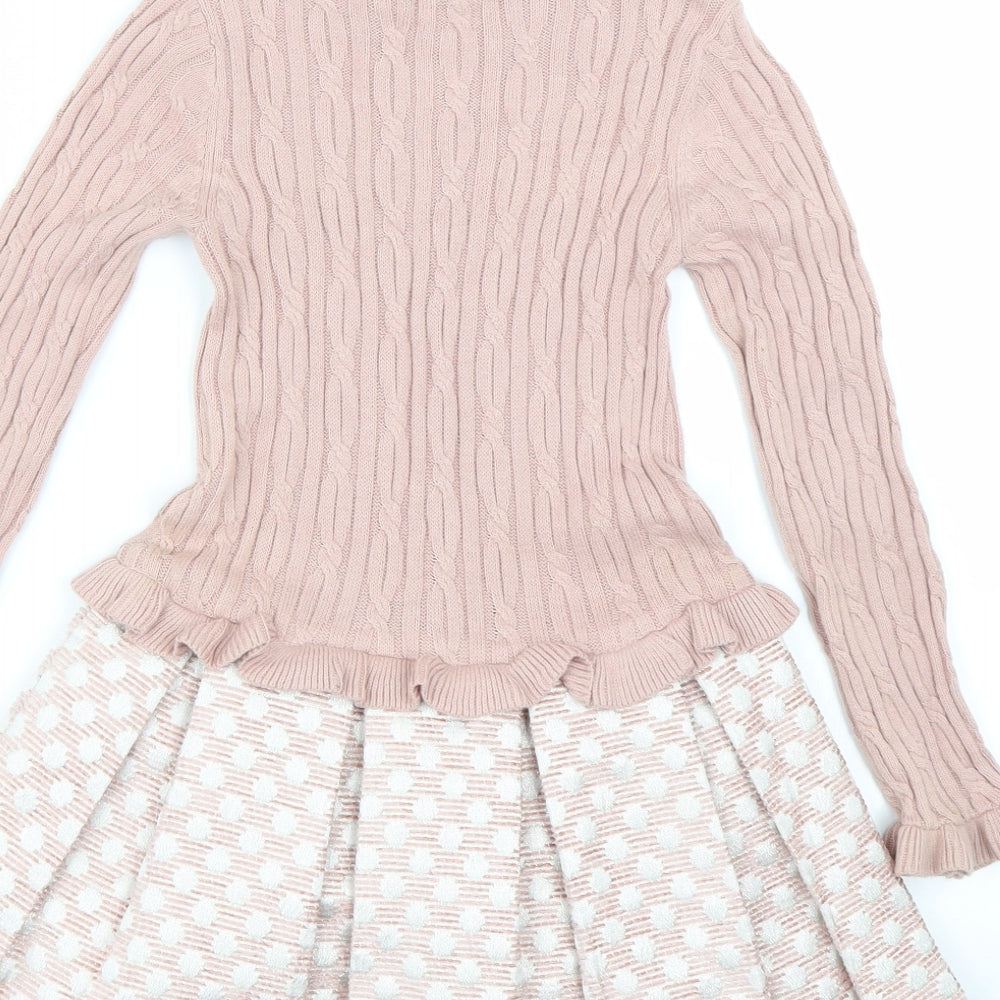 Miss mosa Mouse Girls Pink Polka Dot  Jumper Dress  Size 5-6 Years