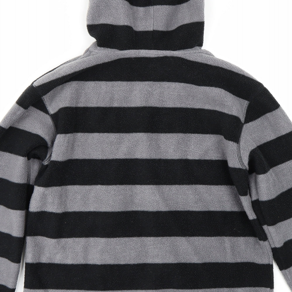 Stuk Boys Grey Striped Fleece Pullover Hoodie Size 12-13 Years